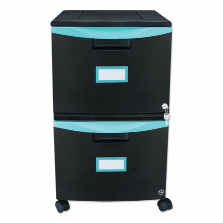 Storex 14-3/4 in W 2 Drawer File Cabinets, Black/Teal 61315U01C